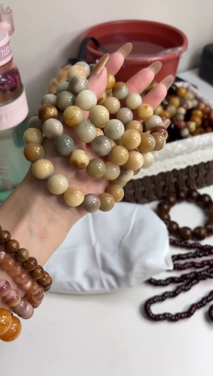 手串菩提根/象牙果f61玉化圆珠14mm手串随机