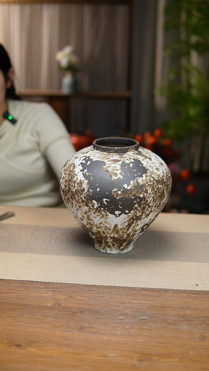 【闪购商品】陶瓷   花器诧寂黑月亮罐