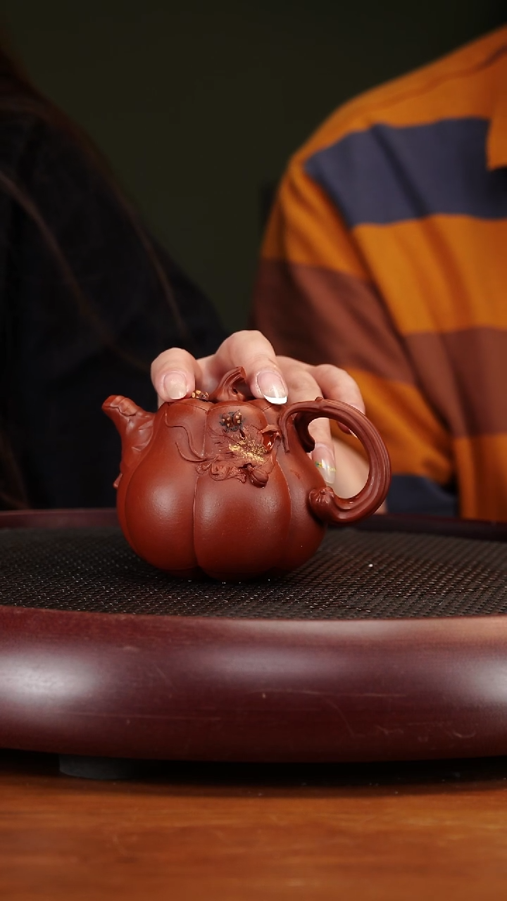 茶壶紫砂22CYL小高南瓜 鸣远朱砂200cc