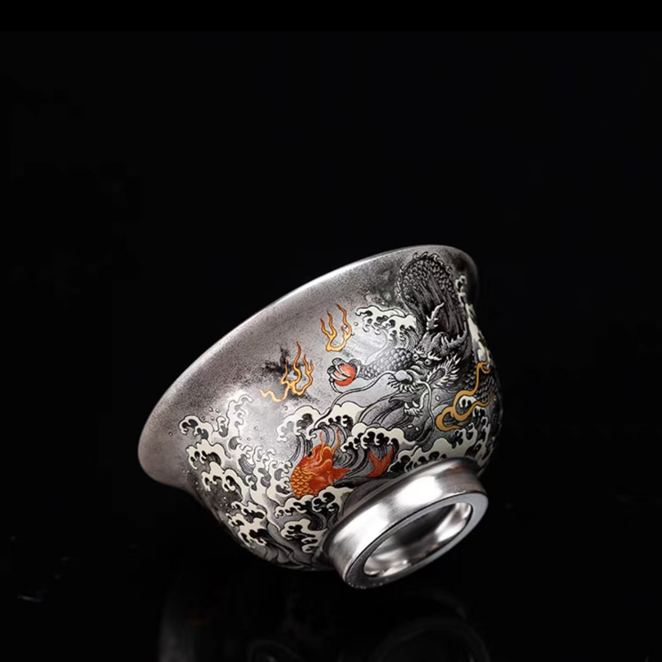 鱼化墨龙压手杯茶杯主人杯 Y71