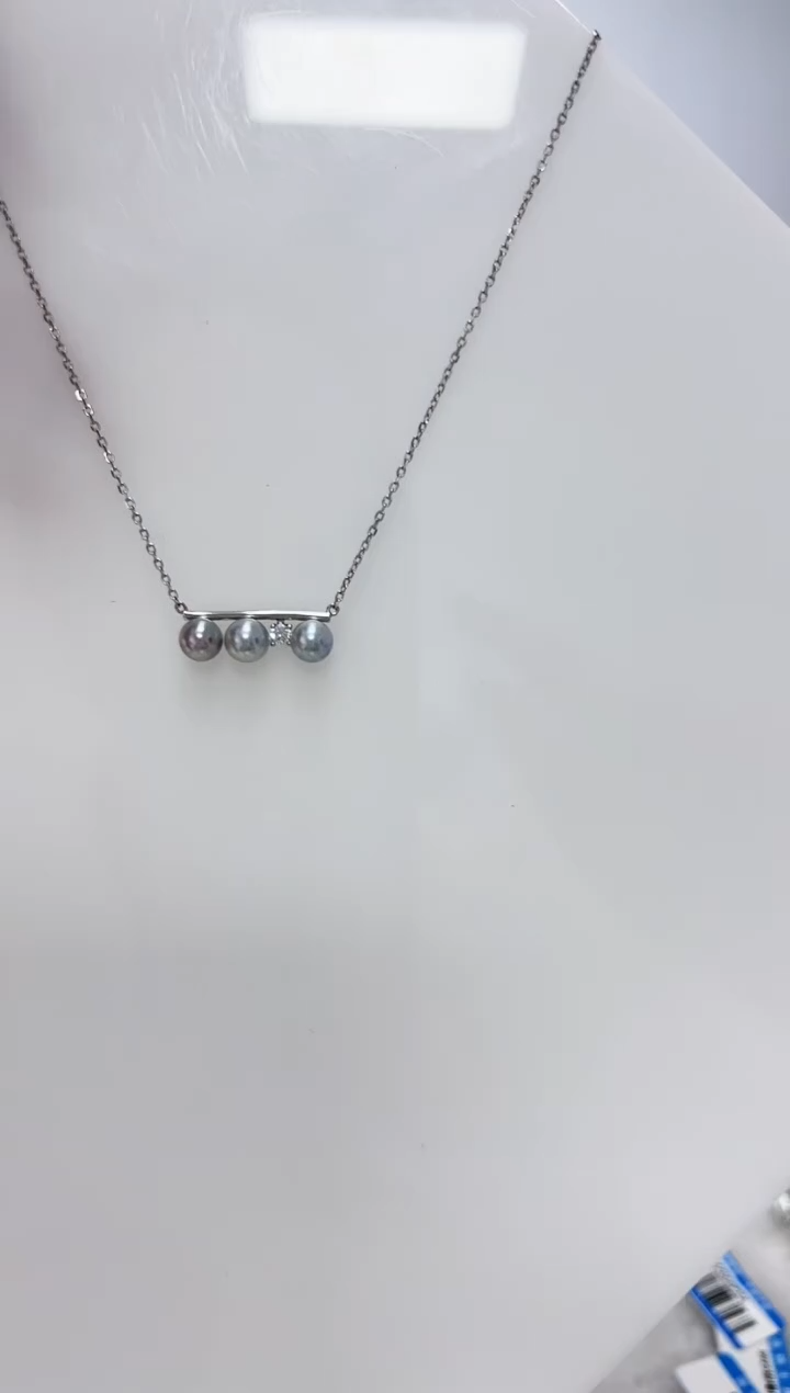 【闪购商品】海水珍珠DA银S925镶嵌c469 灰珠套链5