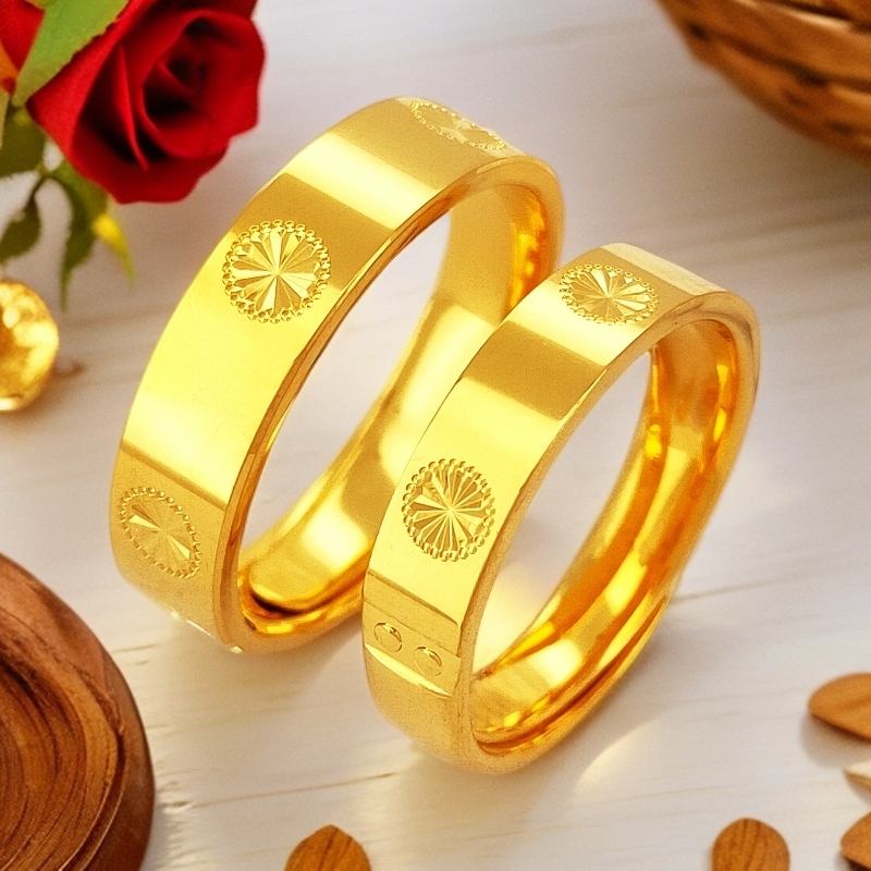 爱恒信【喜迎双11】足金999黄金米字光面情侣戒指活口对戒一对订婚.