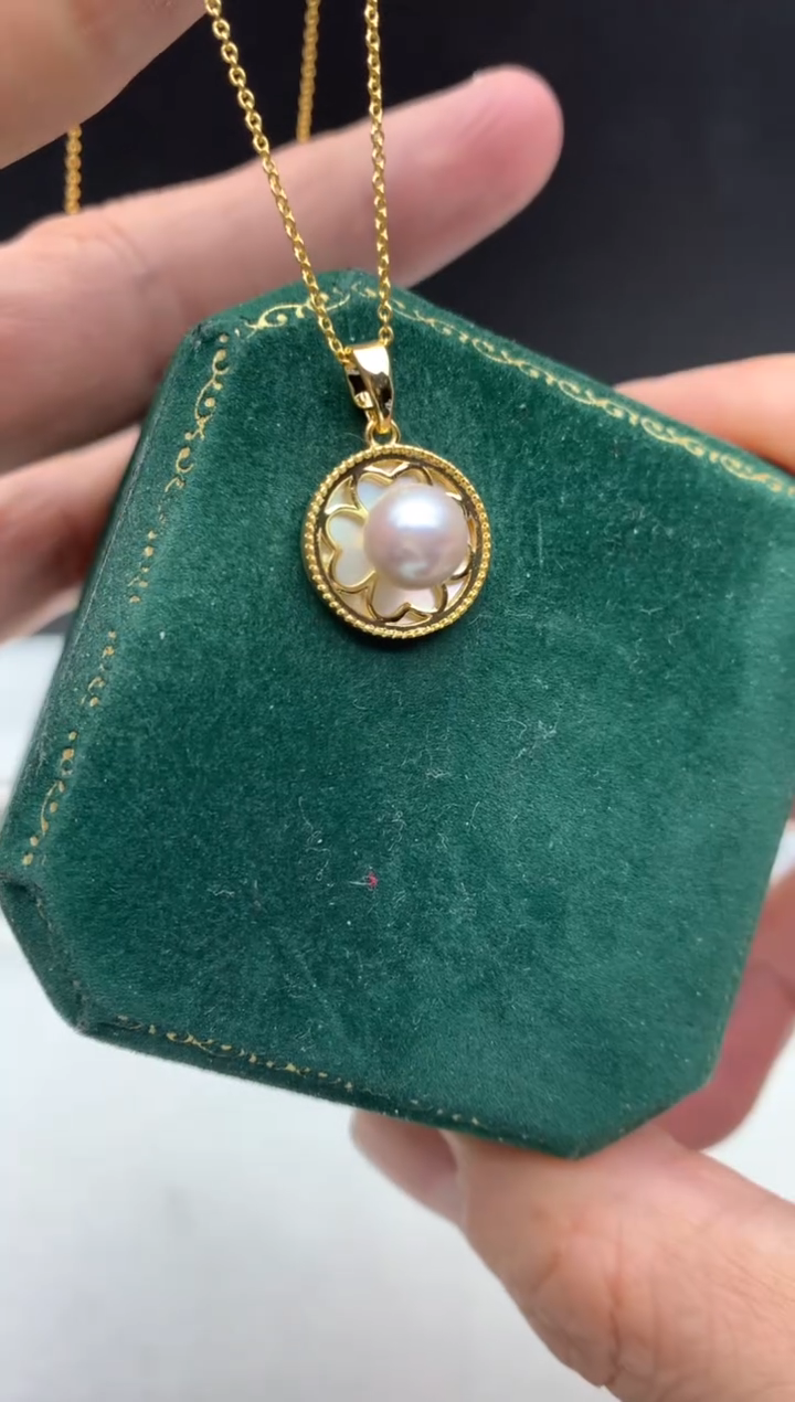 未镶嵌ff海水珍珠akoya灰珠吊坠（赠链）7~8mm