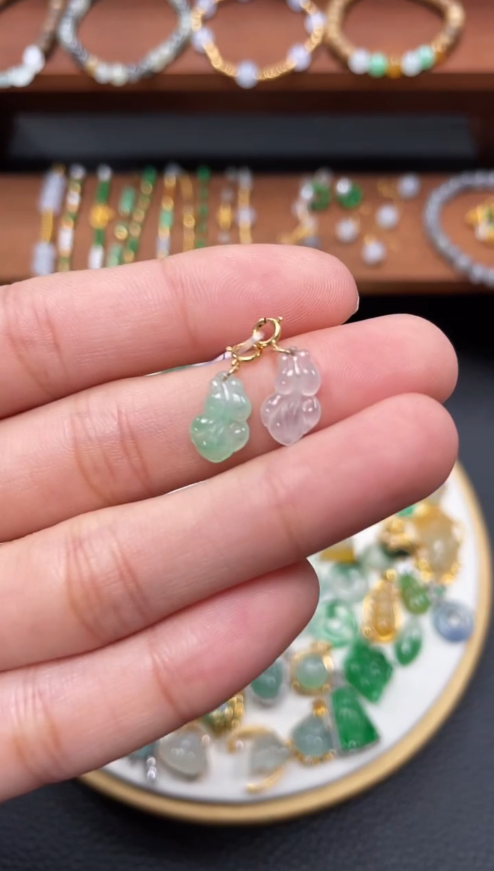 【闪购商品】翡翠吊坠(不含链)18K金镶嵌2个   JK278