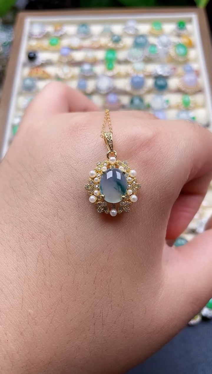 颈饰银S925镶嵌翡翠177