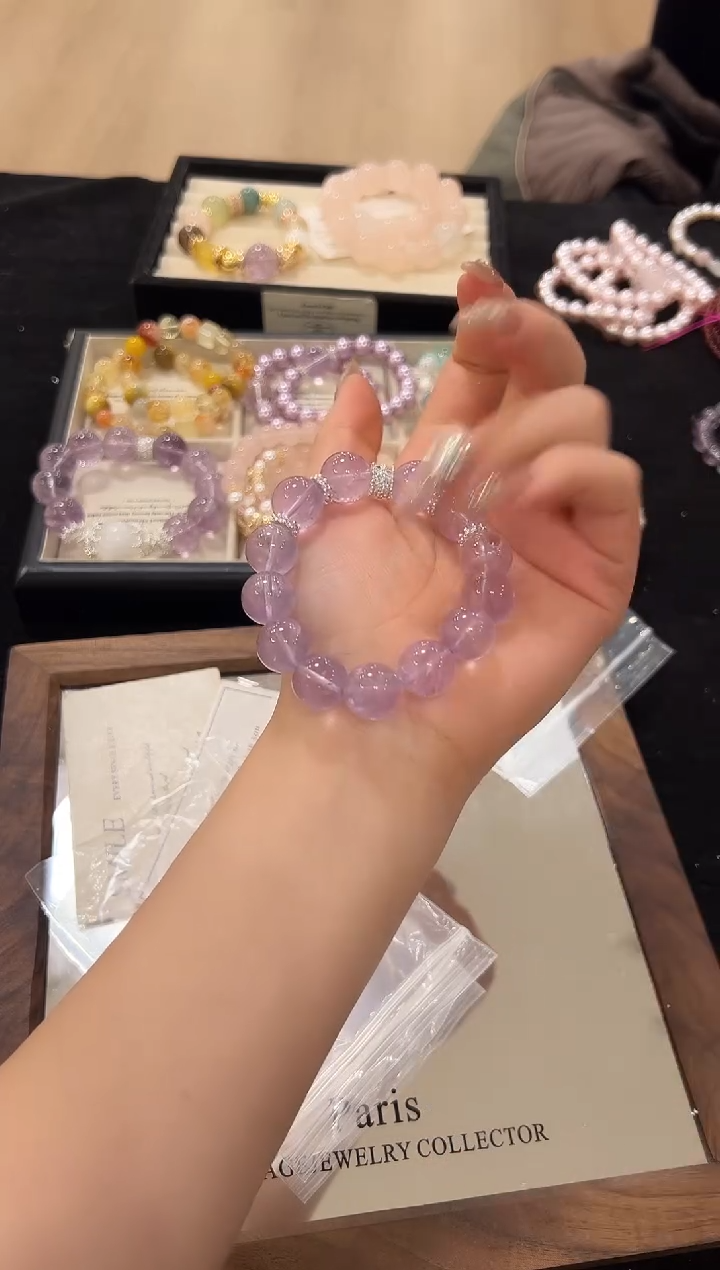 未镶嵌手链水晶紫水设计款手串