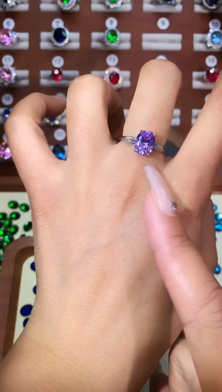 银S925镶嵌戒指碧玺810银色