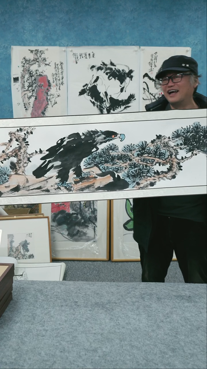 【闪购商品】国画四尺对开本土老师卷轴