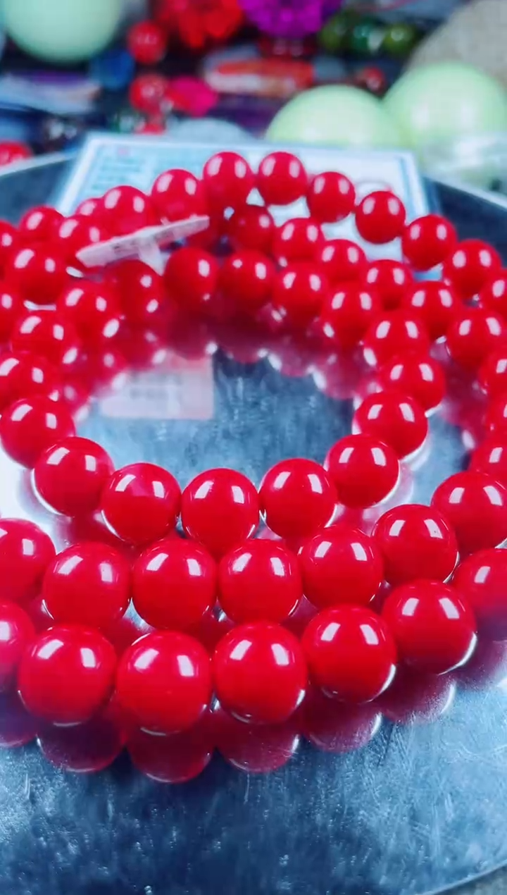 硅化珊瑚（珊瑚玉）未镶嵌项链红珊瑚项链卡12