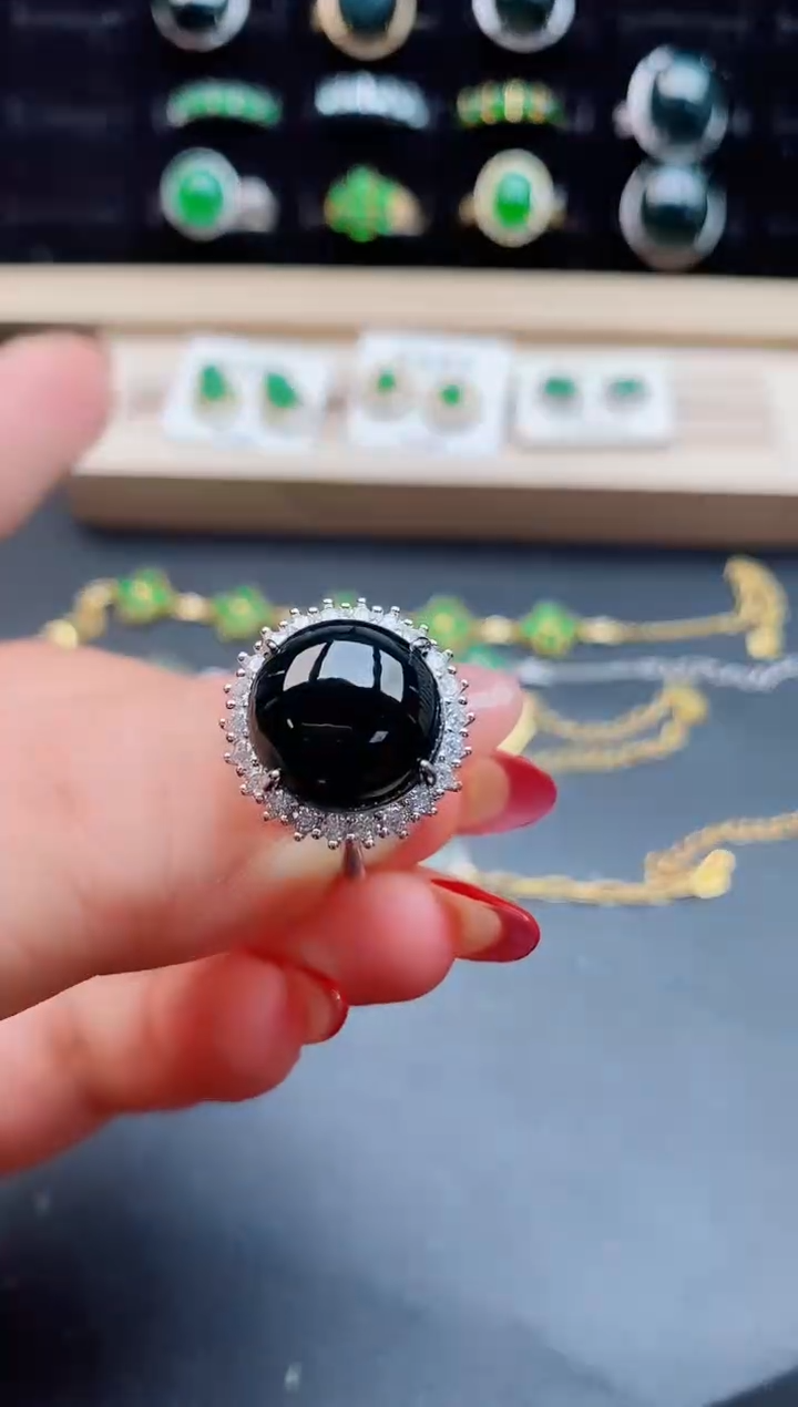 【闪购商品】翡翠戒指银S925镶嵌508550