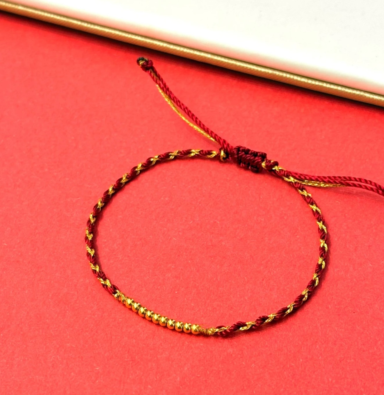 小贝足金小米金珠手绳配件DIY自由组合#01489（编好绳）十粒金珠