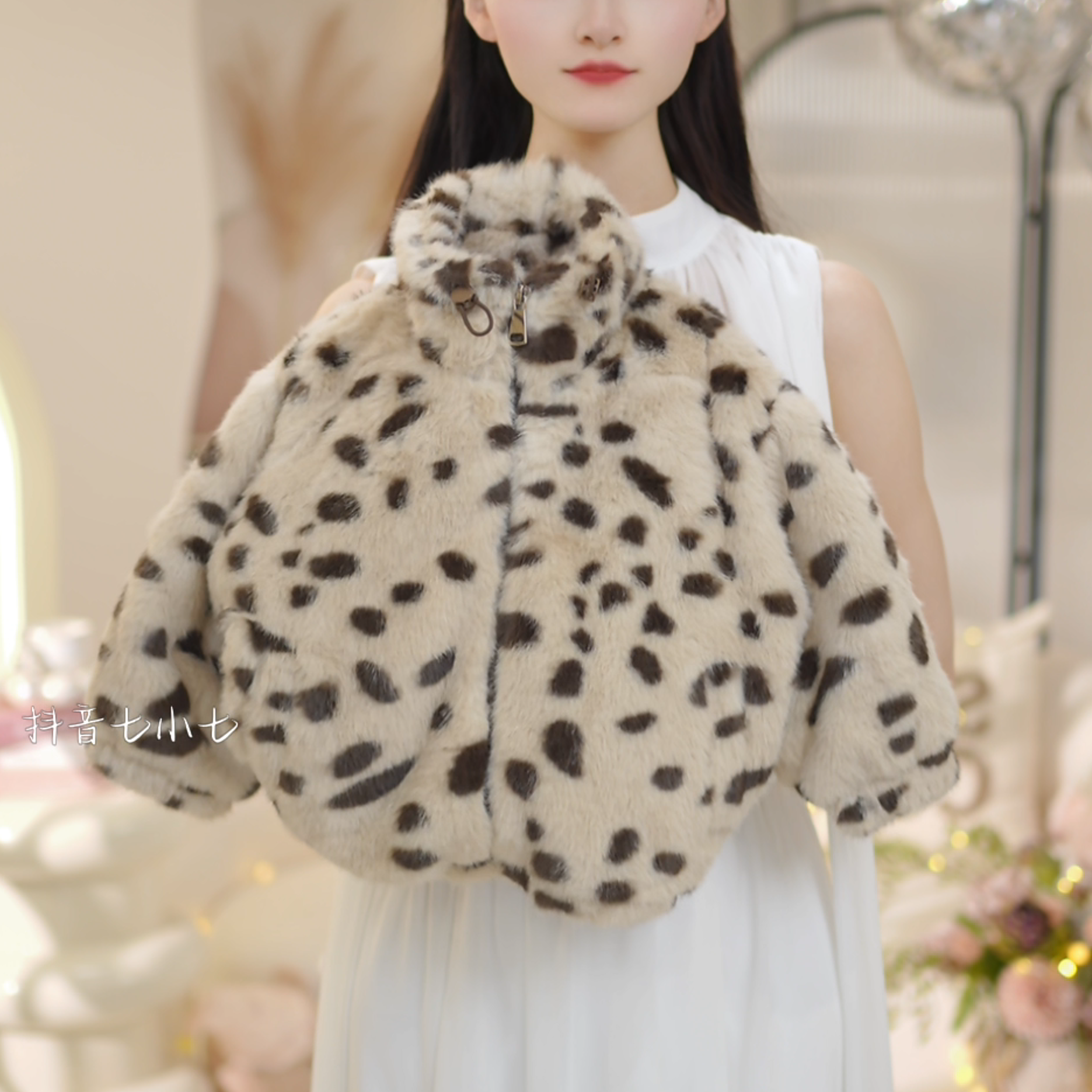 【现货】女童2025秋冬季加绒加厚豹纹小童冬装女宝宝毛毛外套C23892