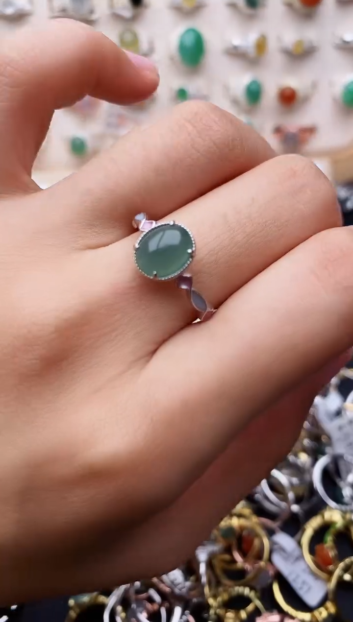 【闪购商品】翡翠戒指银S925镶嵌缅甸翡翠