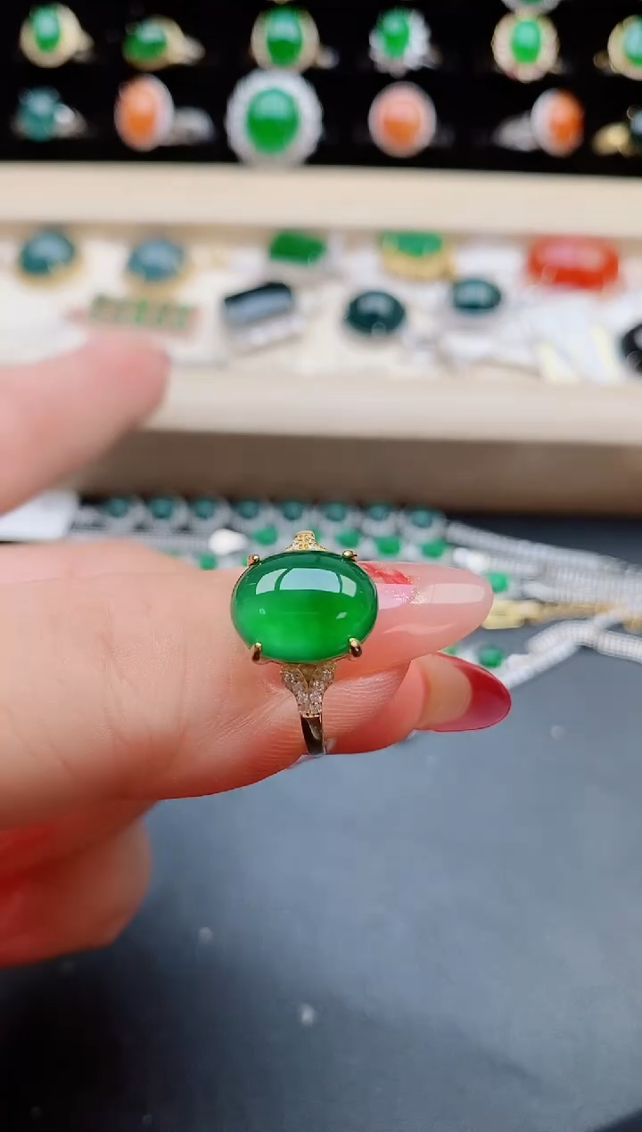 【闪购商品】翡翠戒指银S925镶嵌5085