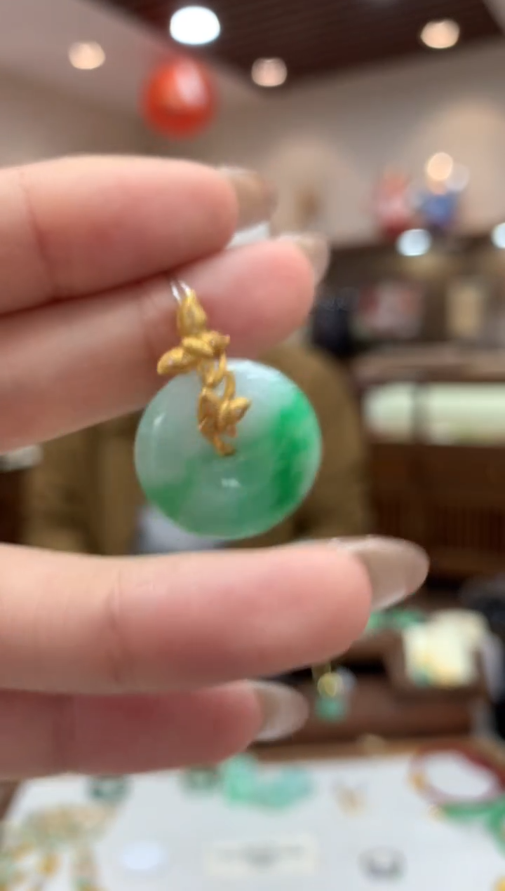 【闪购商品】翡翠18K金镶嵌吊坠(不含链)平安扣