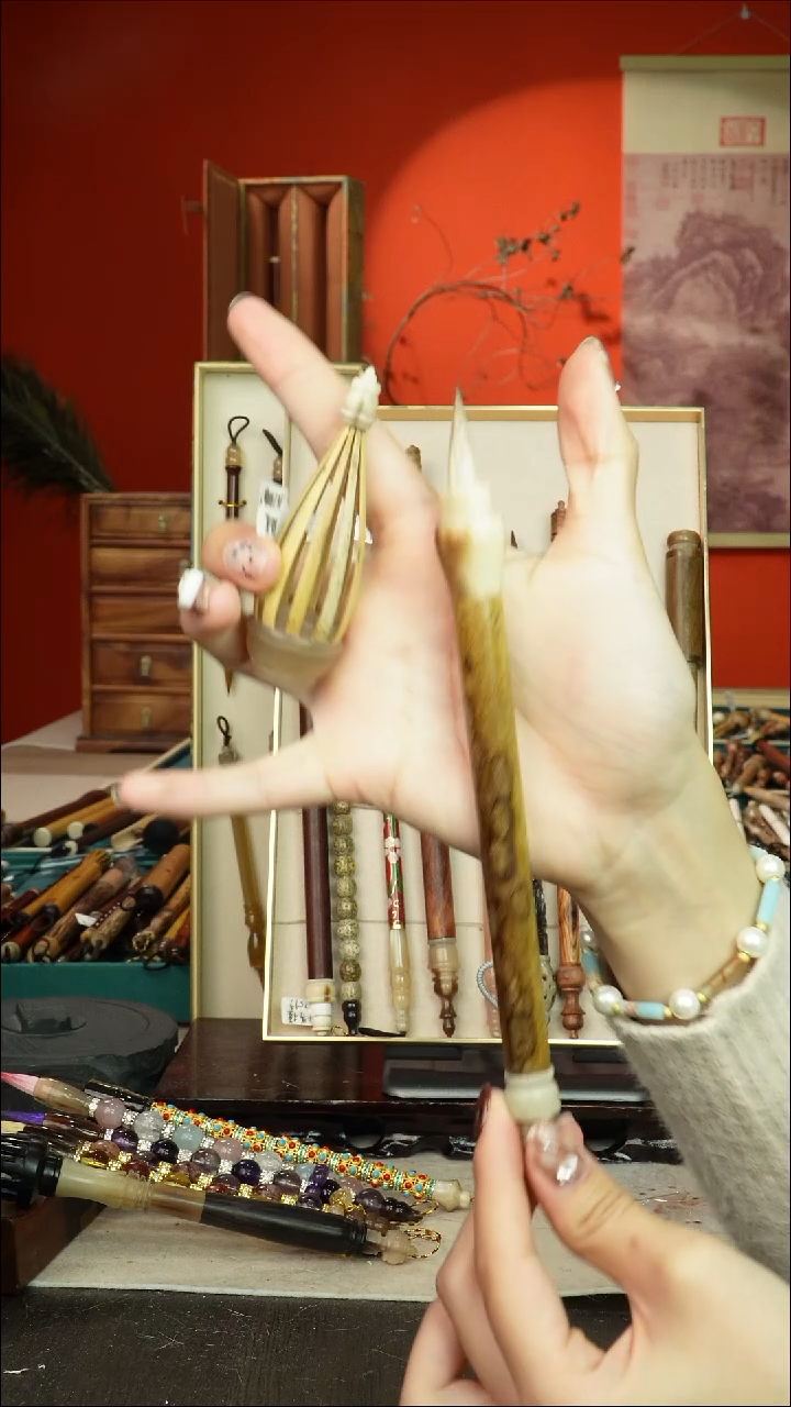 465号闪孤品高货毛笔链接 清水试笔 蘸墨不退