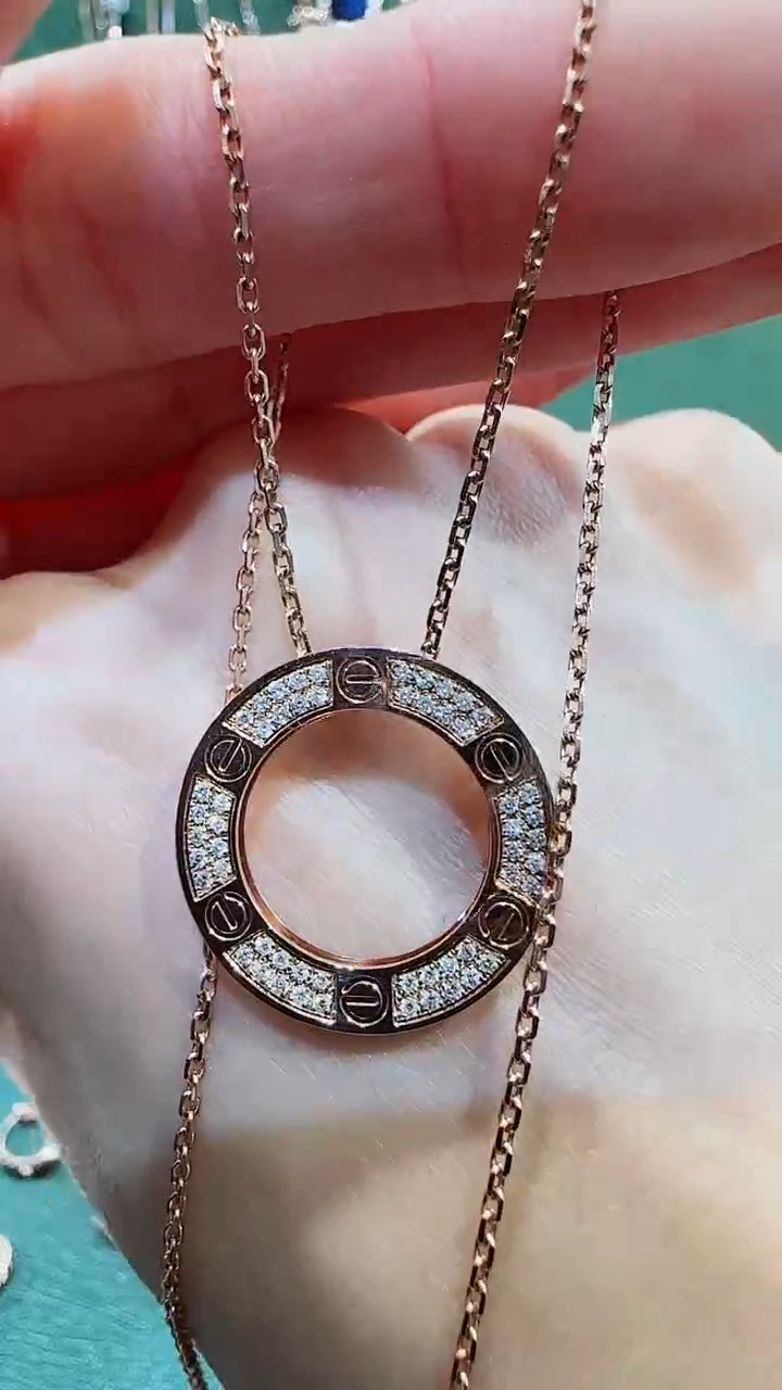 【闪购商品】钻石套链18K金镶嵌18K金钻石饼饼套链