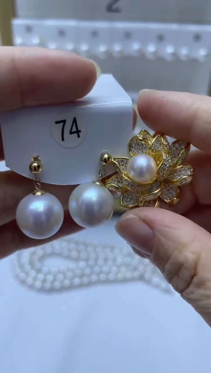 18K金镶嵌耳饰淡水珍珠74