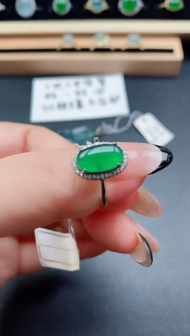翡翠戒指银S925镶嵌1
