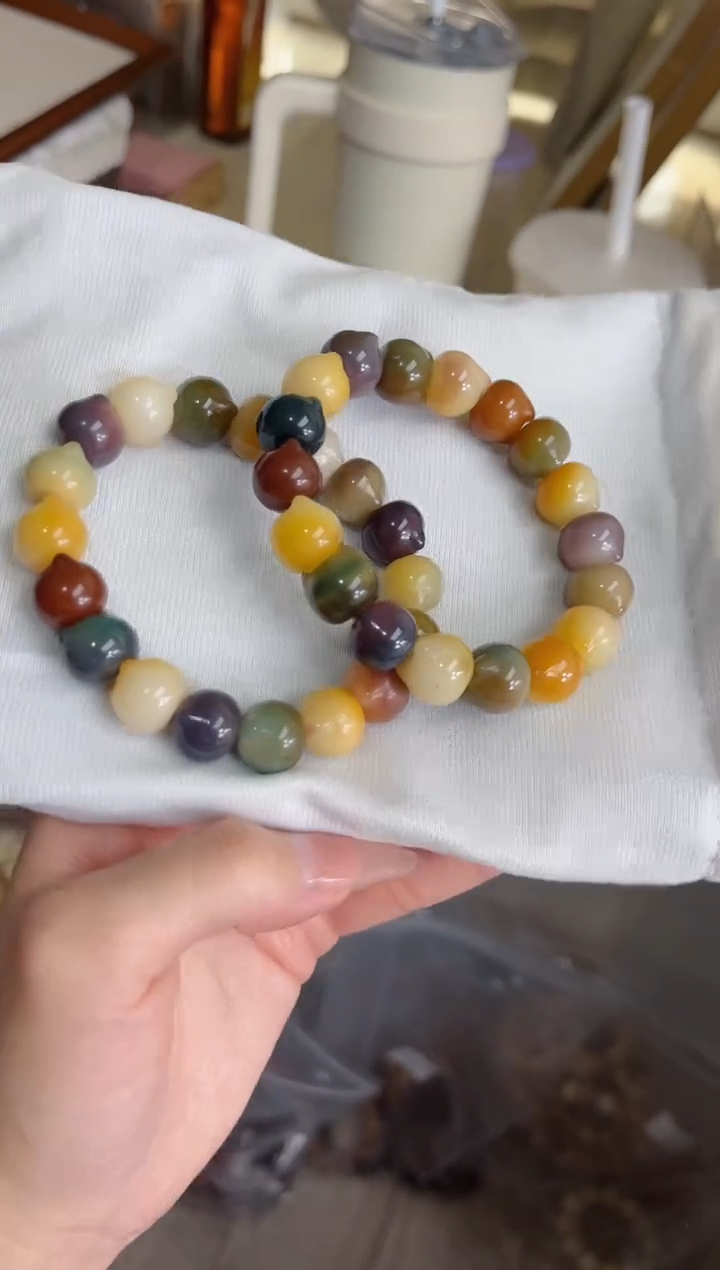 菩提根/象牙果手串a12紫美人玉化猫猫头13瑕疵不补随机