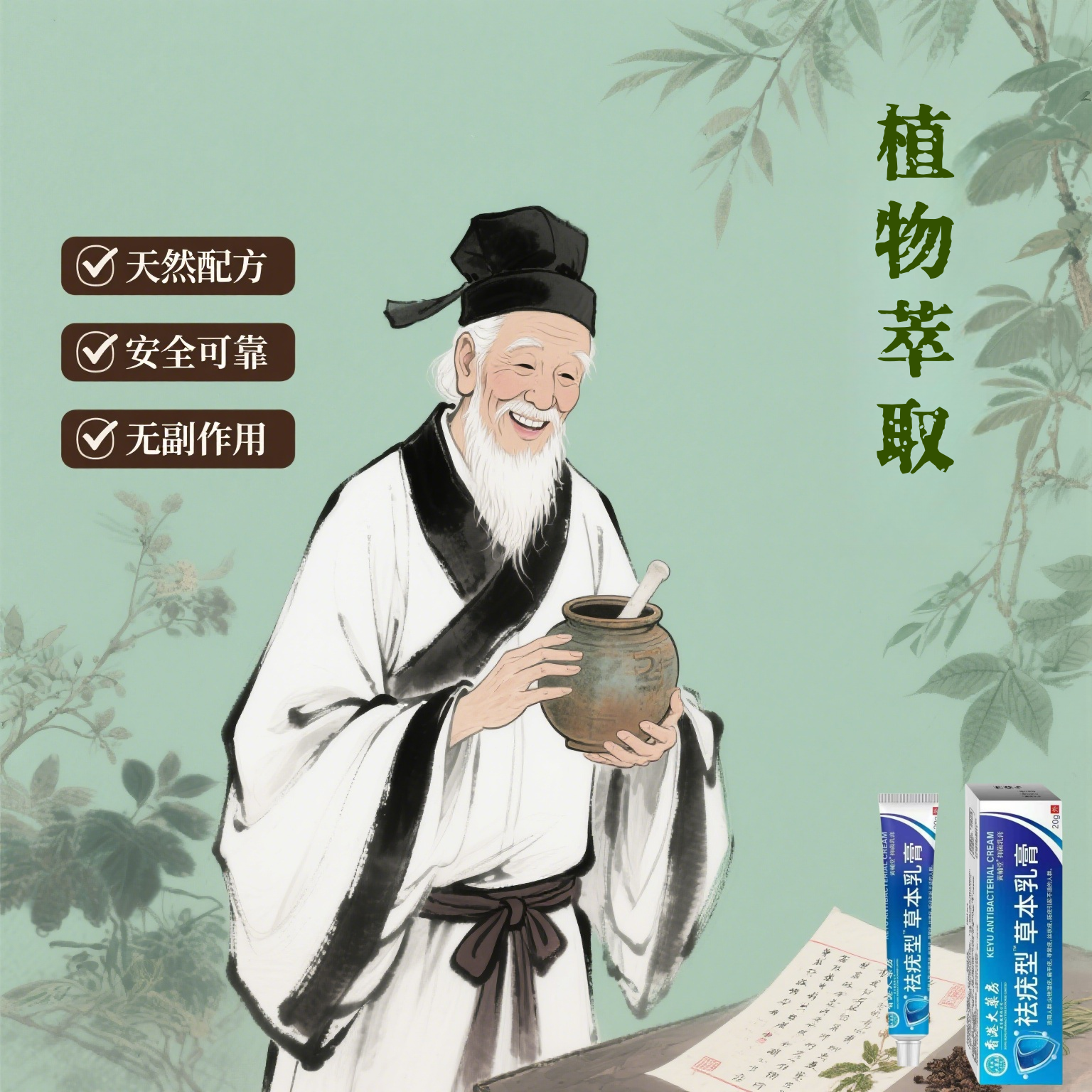 钟夏【拍一发二】植物萃取抑菌乳膏草本温和-2