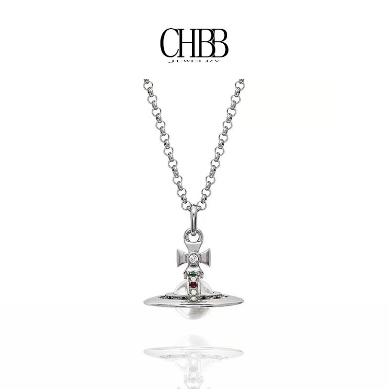 橙画 合金项链 orb中球立体土星吊坠 女款