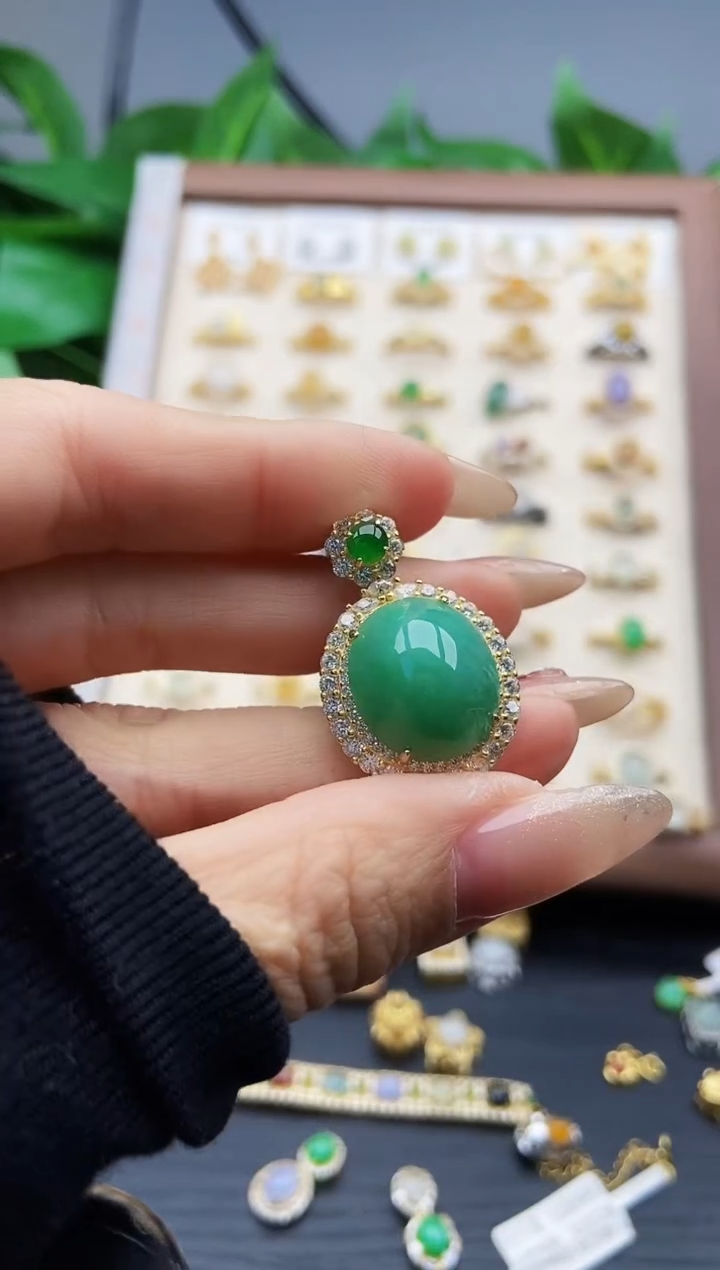 颈饰银S925镶嵌翡翠12