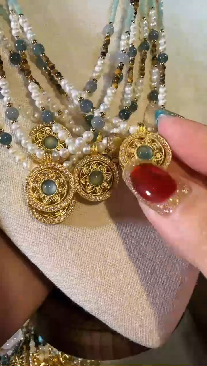 项链未镶嵌淡水珍珠翡翠罗盘 018