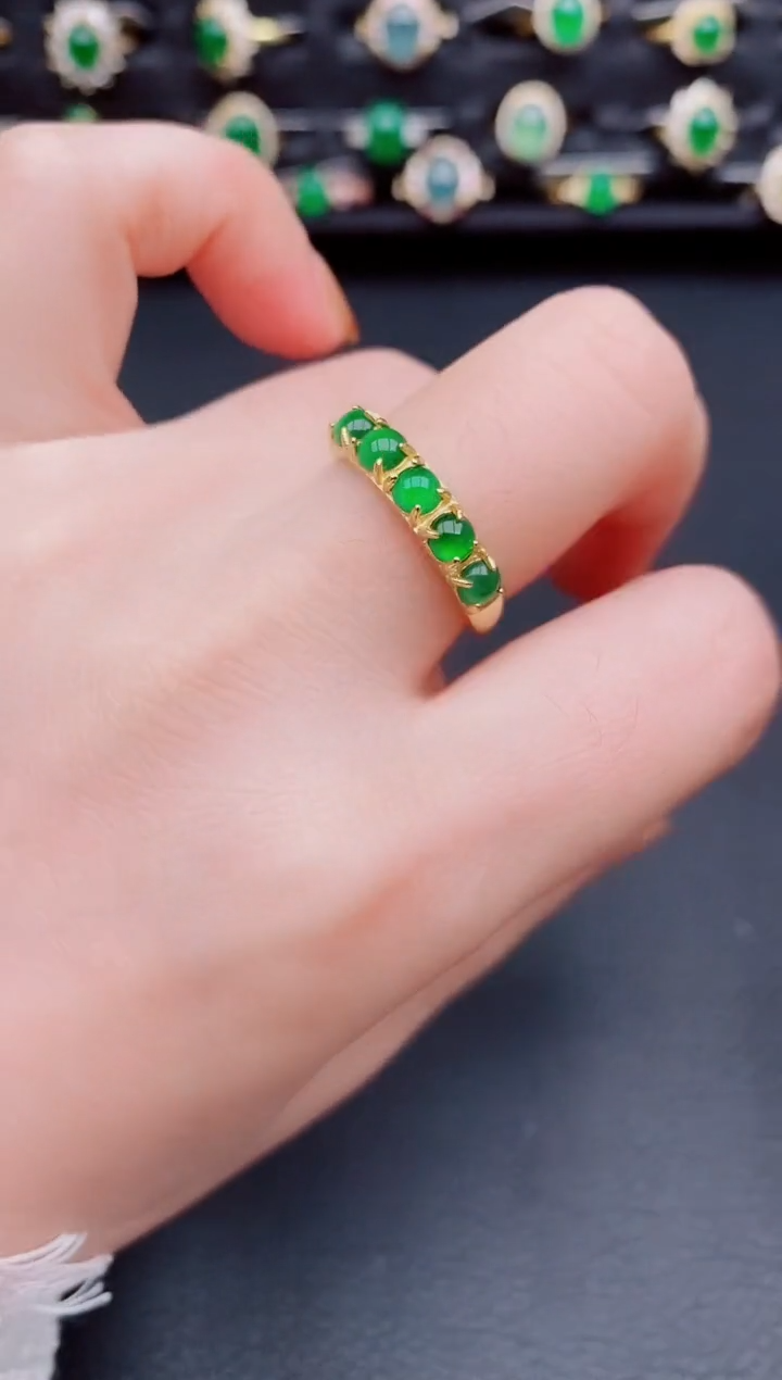 【闪购商品】翡翠戒指银S925镶嵌天然a货翡翠20