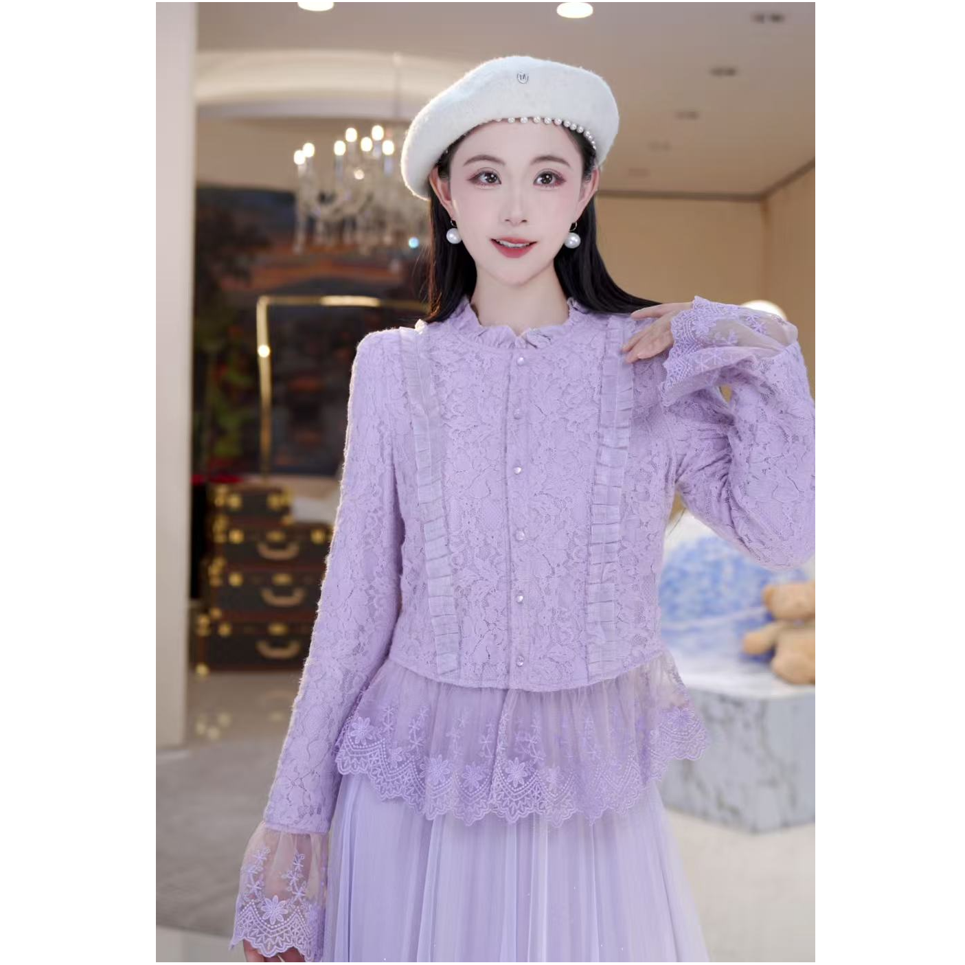 时尚百搭蕾丝花边衬衫815273+815309