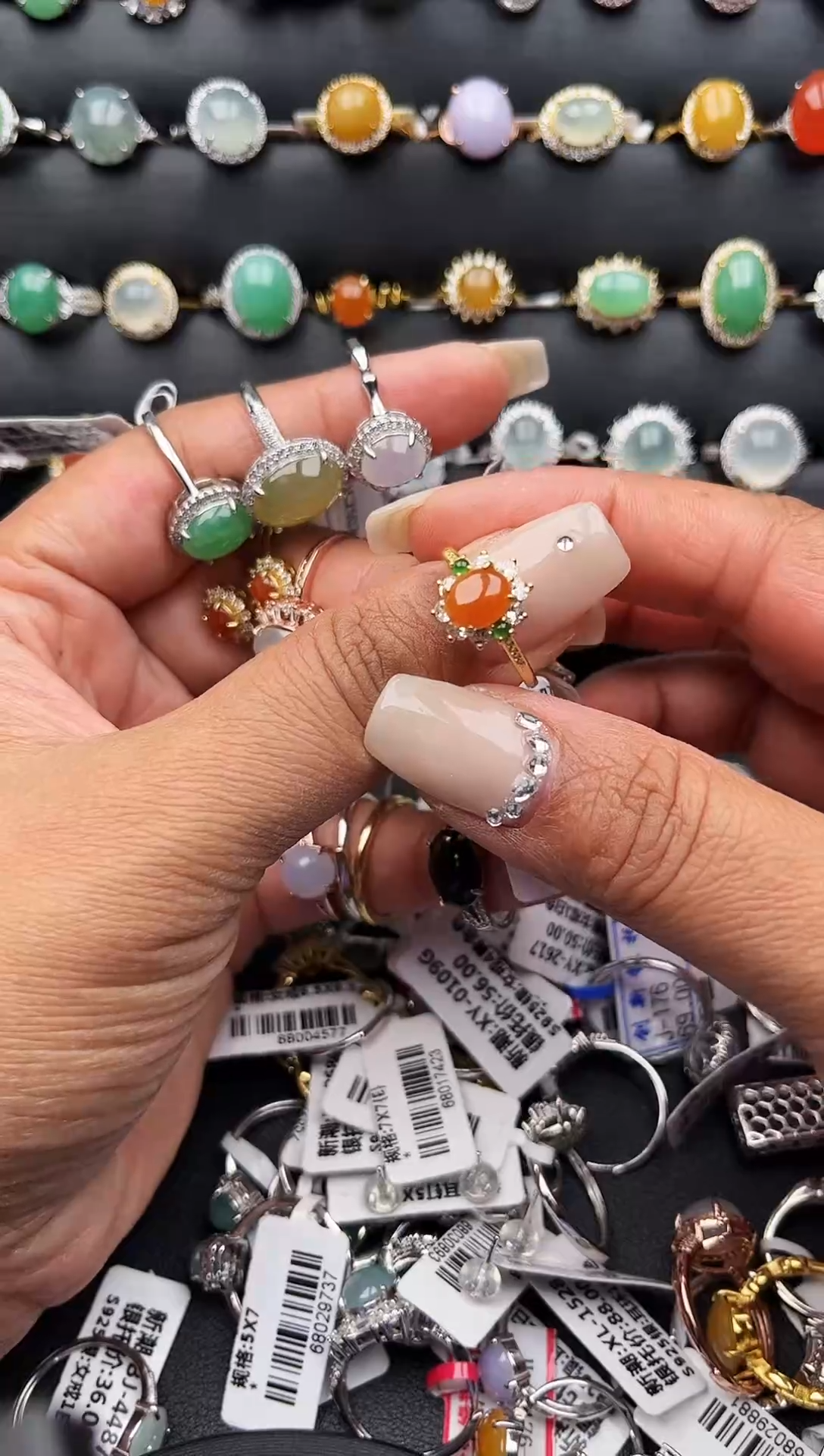 【闪购商品】翡翠戒指银S925镶嵌缅甸天然A货翡翠S925银镶嵌