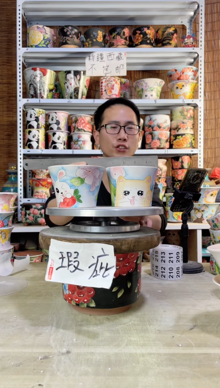 【闪购商品】摆件195陶花岛多肉陶瓷花盆罐——微瑕