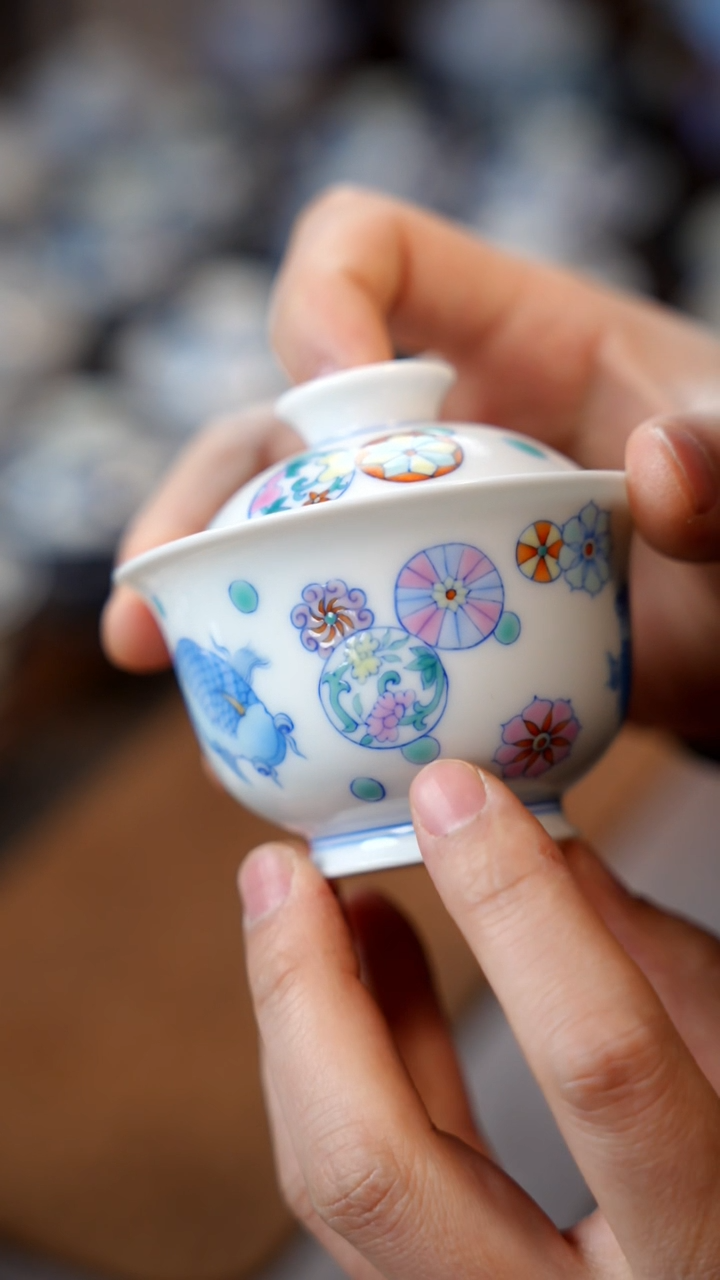 【闪购商品】皮球鱼元宝盖碗11111111