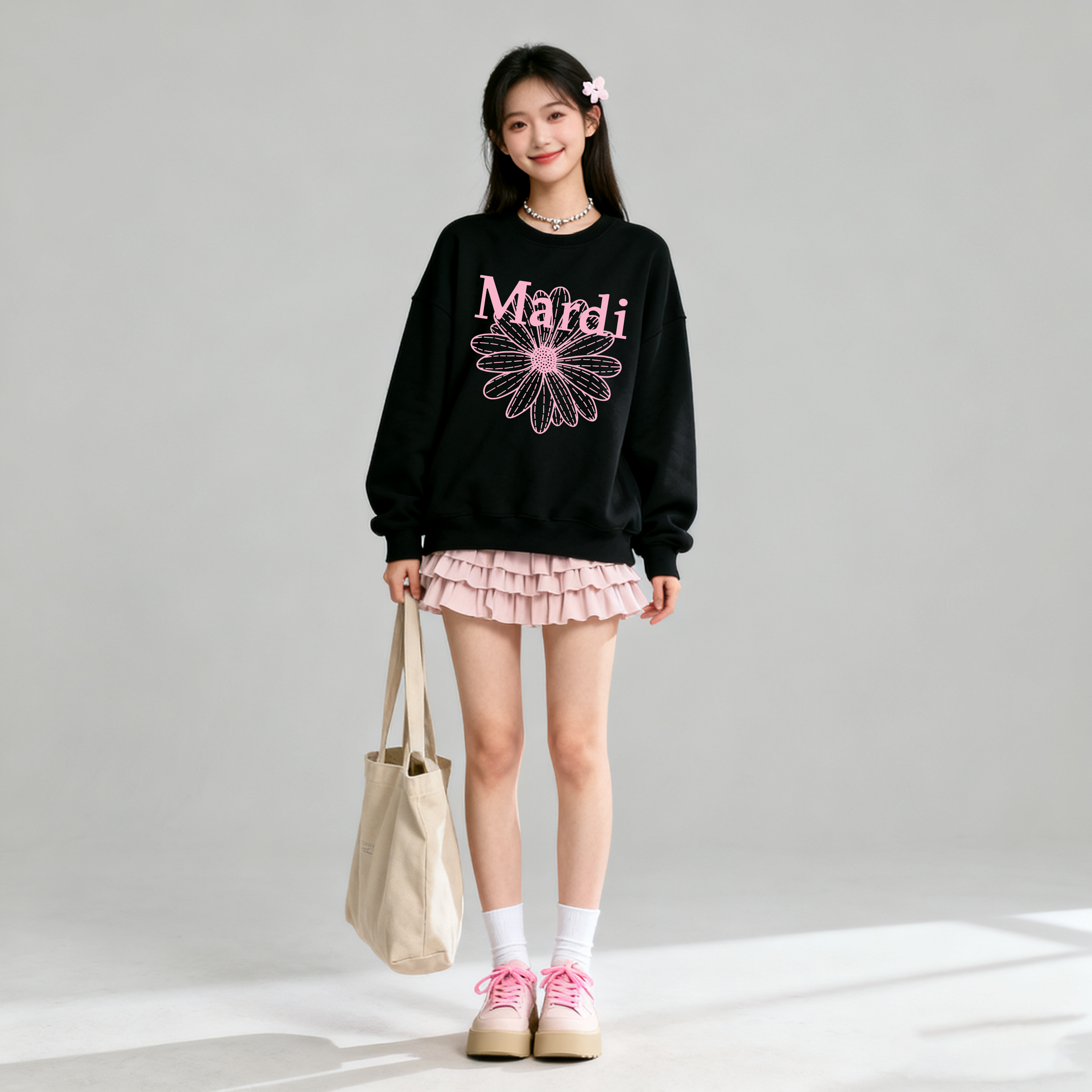 【Mardi】印花小雏菊卫衣 春秋圆领宽松卫衣长袖休闲百搭韩版女装