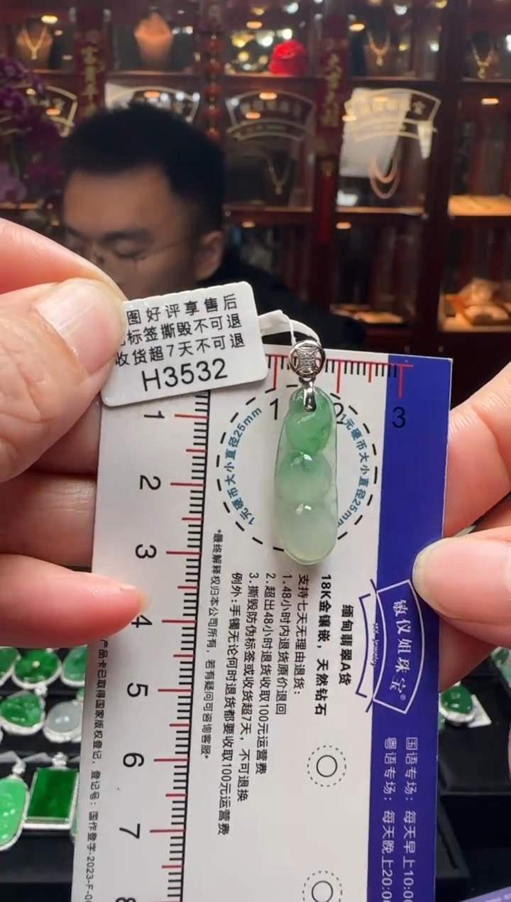 【闪购商品】翡翠颈饰18K金镶嵌H3532富贵豆