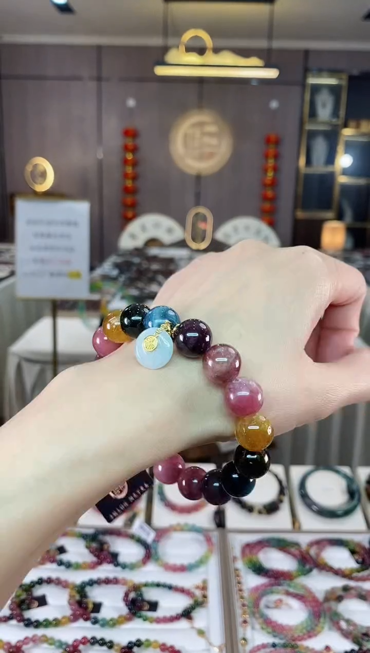 【闪购商品】碧玺单圈手串12mm+未镶嵌（多样性发一条）hon