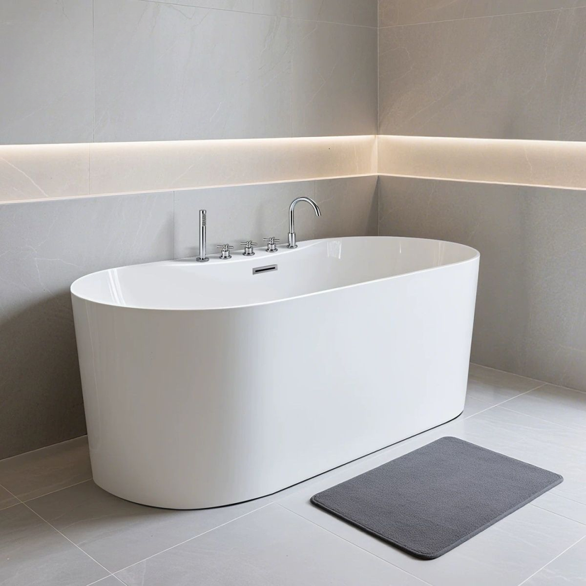 独立式亚克力浴缸四裙边无缝一体家用小户型网红浴盆迷你酒店民宿