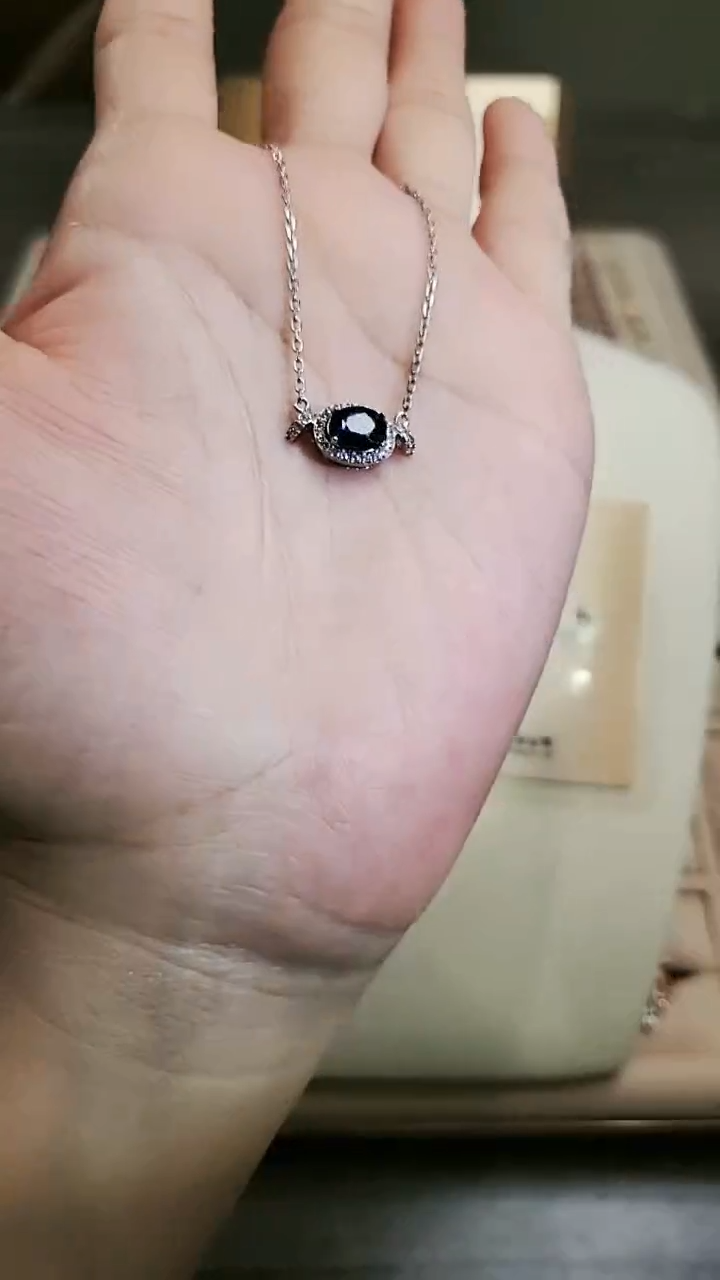 【闪购商品】蓝宝石项链银S925镶嵌天然宝石