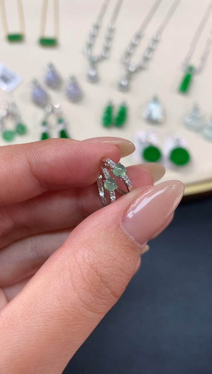 【闪购商品】翡翠耳饰18K金镶嵌耳饰A344|980