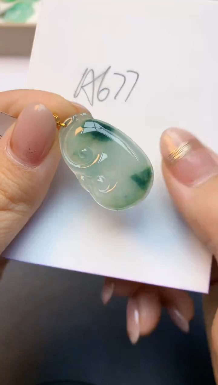 颈饰18K金镶嵌翡翠天然A货缅甸翡翠百元以上9元证书费自理