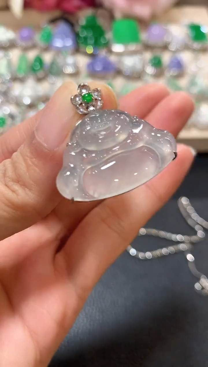 吊坠(不含链)18K金镶嵌翡翠z49 