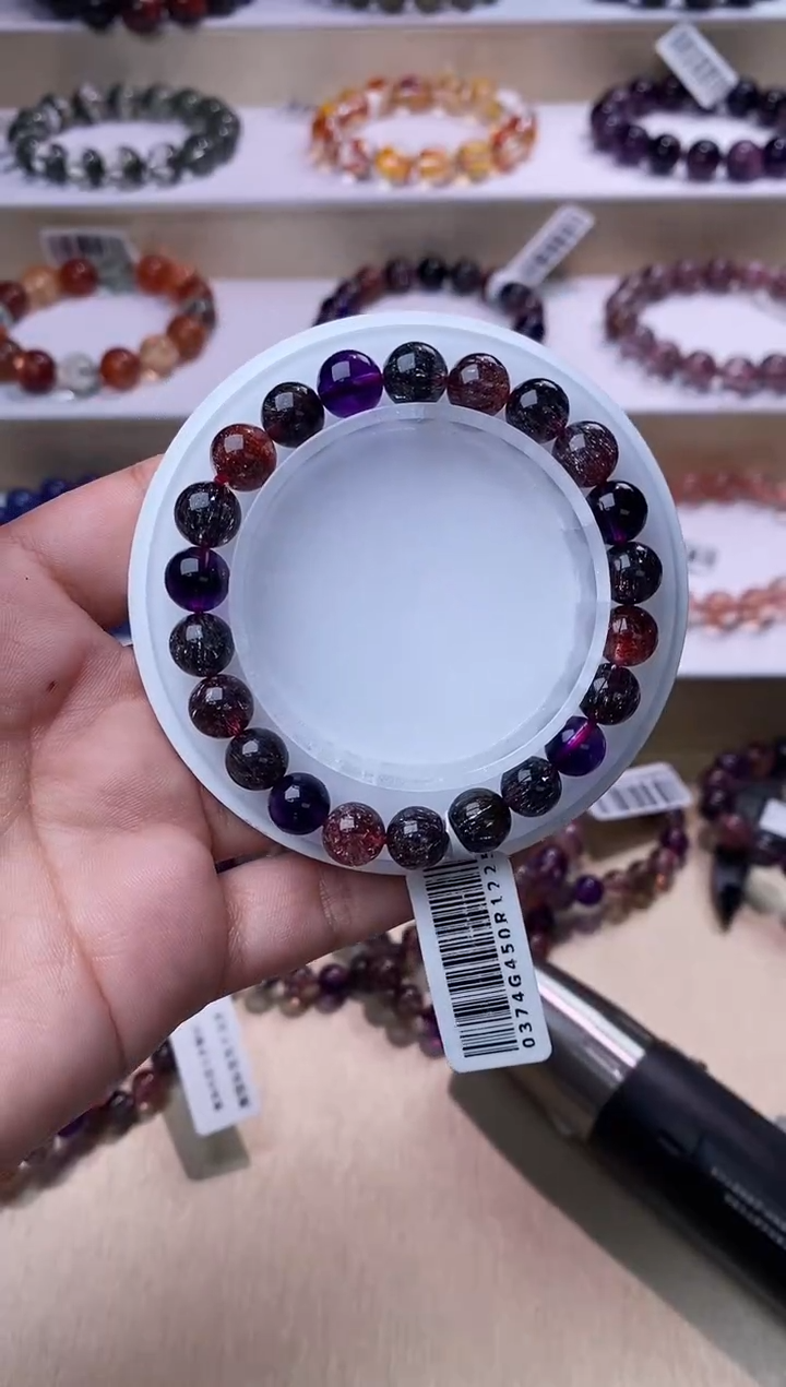 【闪购商品】水晶手链未镶嵌黑加仑超七单圈9m+