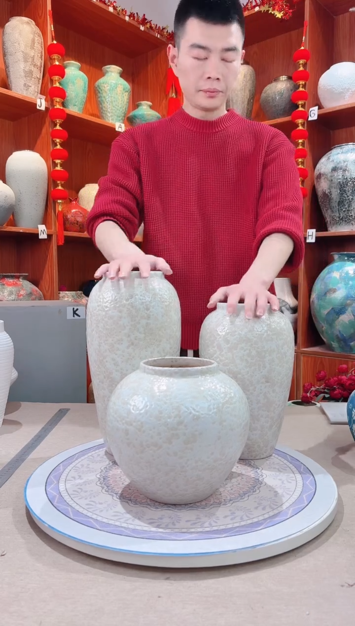 【闪购商品】瓶陶瓷花瓶 无花 茶白三件套