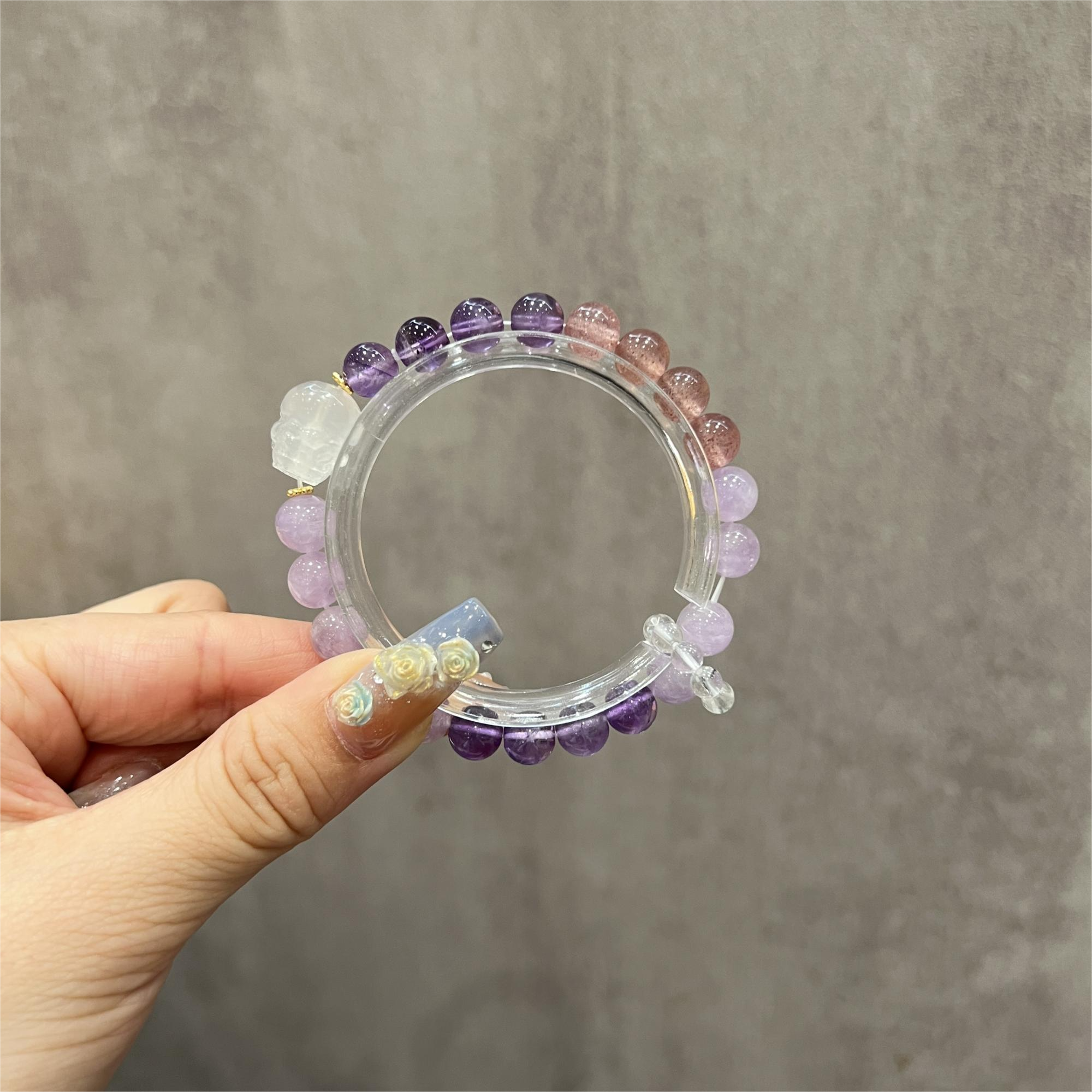 心翊珠宝【央粉专属】「福禄禧」紫水晶草莓晶白水晶貔貅 天然水晶