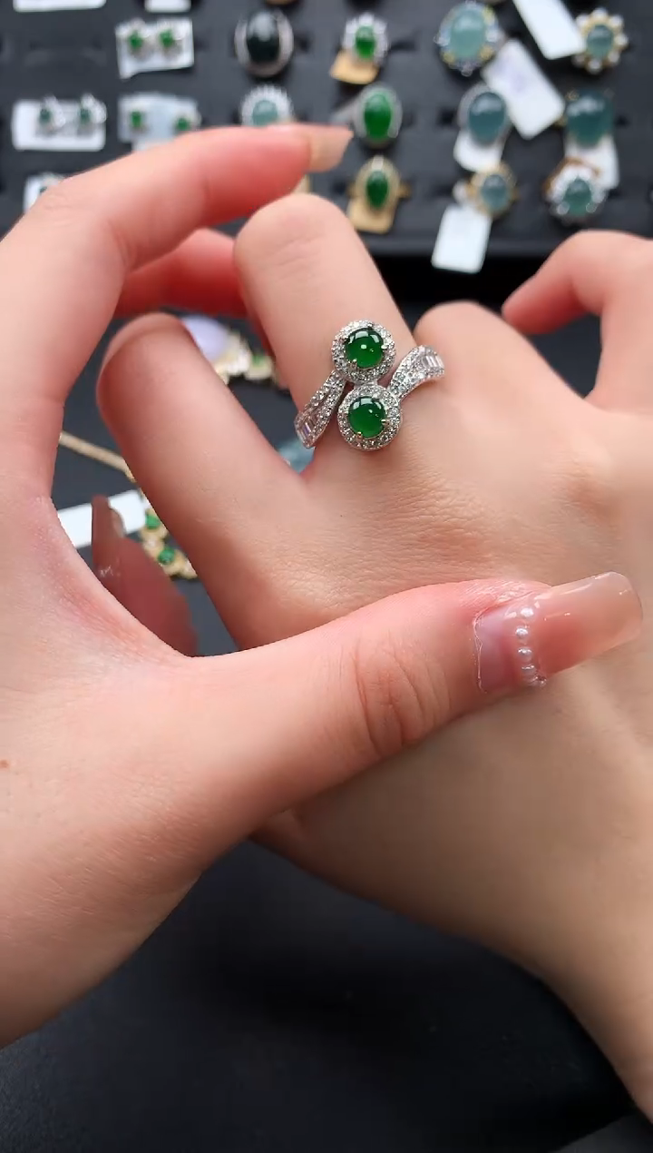 【闪购商品】翡翠戒指银S925镶嵌521414