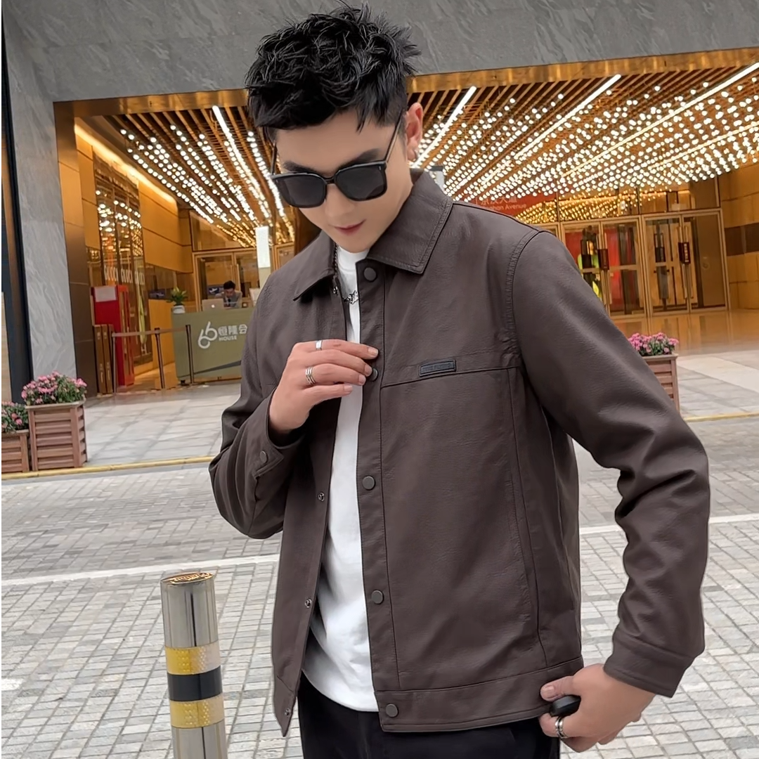 WAG“加绒荔枝纹”秋冬高级感皮衣机车工装加厚帅气外套-25905