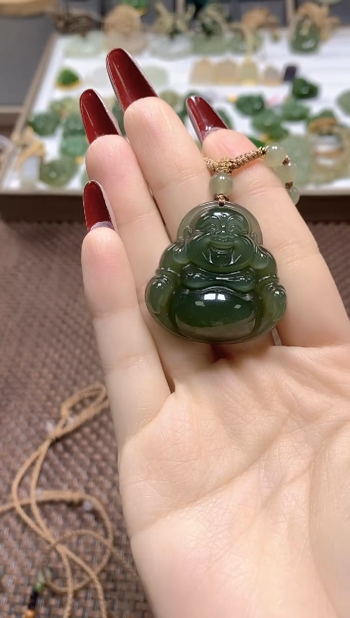 颈饰未镶嵌和田玉A****天然和田玉卡35佛公