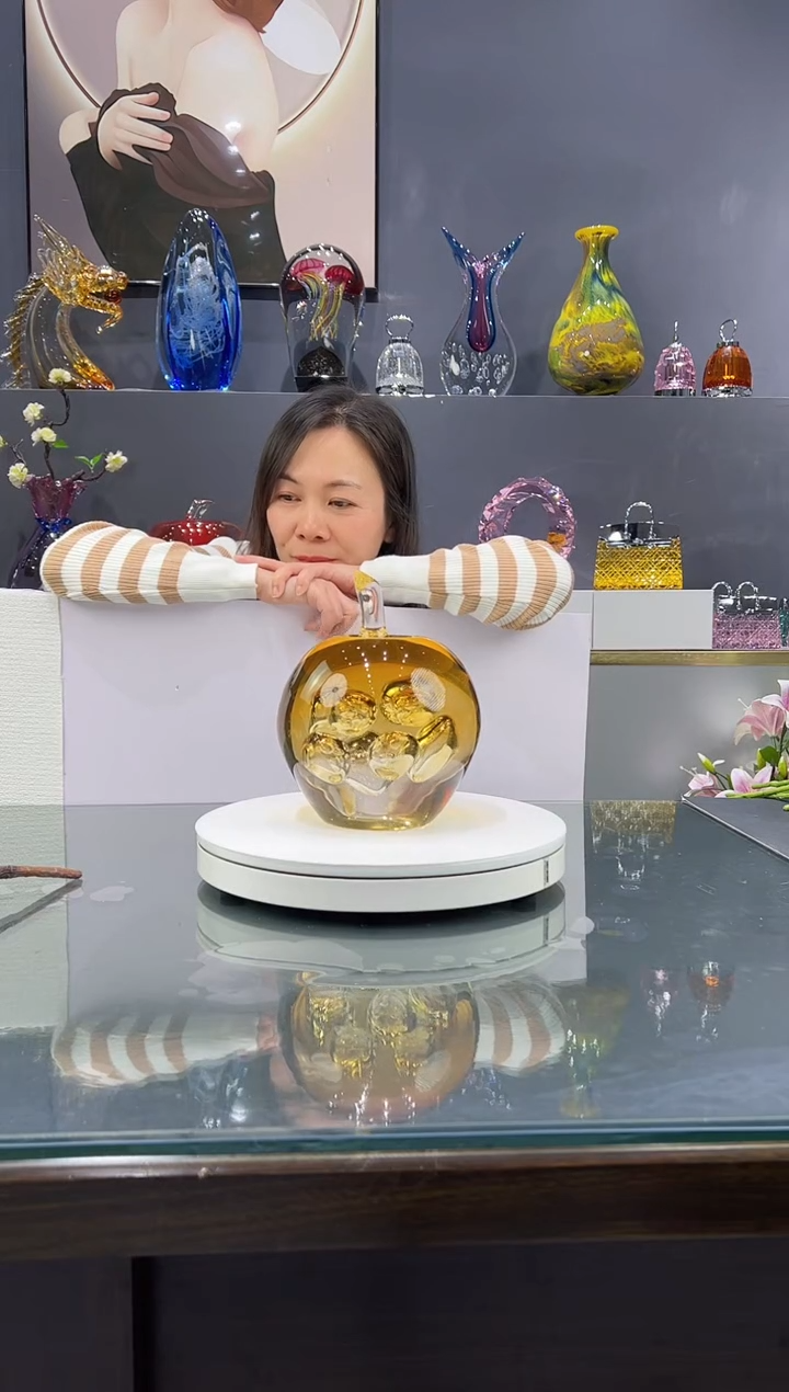手工艺品琉璃泰****9 水晶琉璃金苹果1个