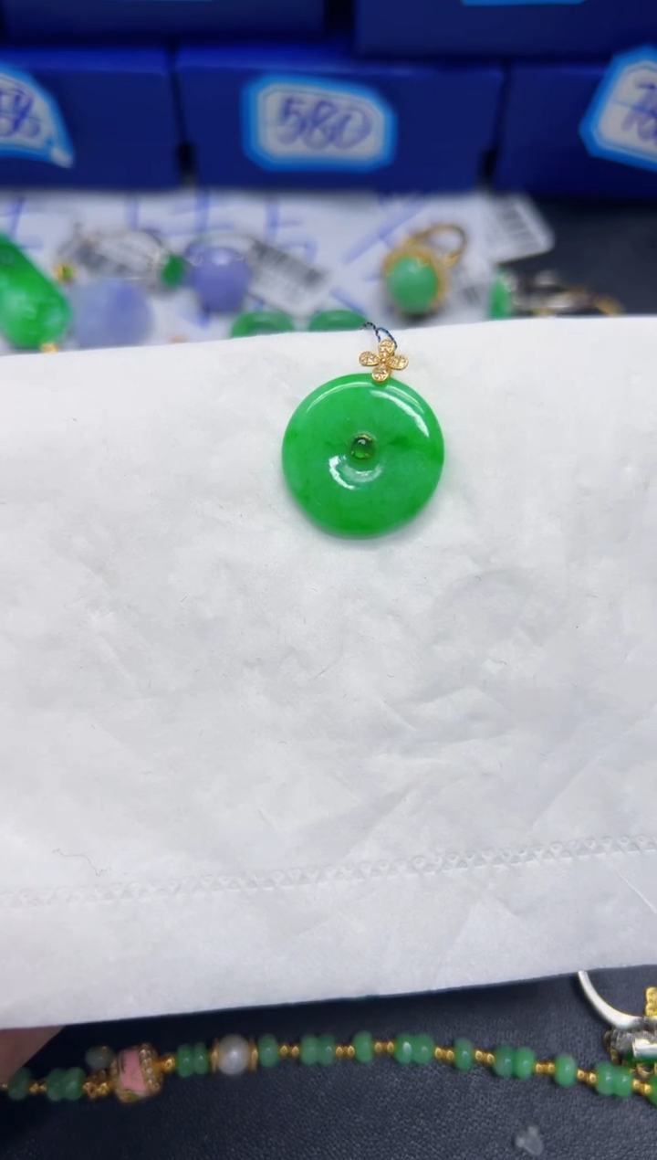 【闪购商品】翡翠颈饰18K金镶嵌Y缅料A货/支持复检/一件