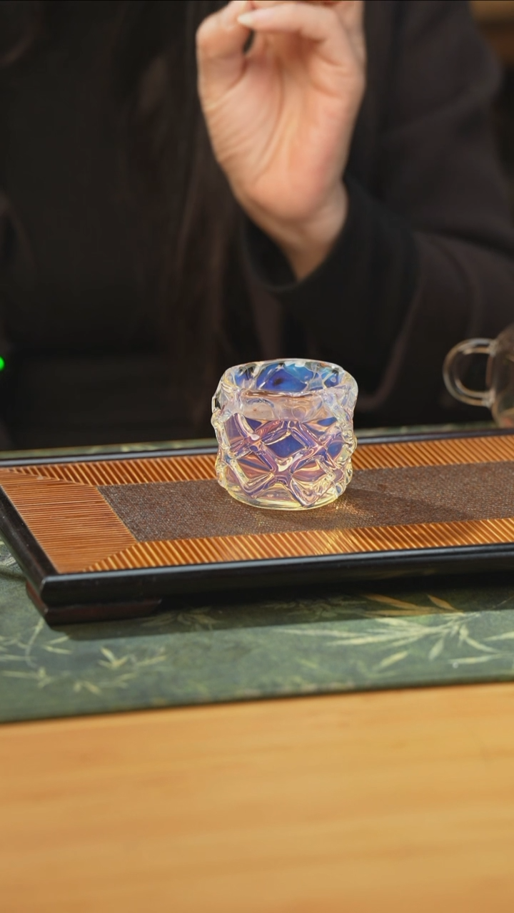 玉见熏银玻璃主人杯